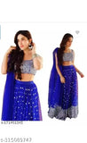 Embellished net choli and dupatta set, free size Indian lehenga with 40in waist and 42in length