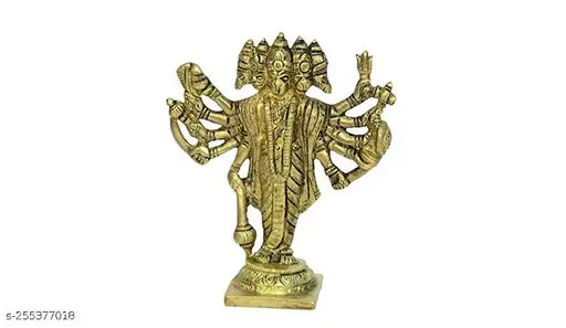 Gold-plated Panchmukhi Hanuman idol, intricate detail, Indian temple artistry