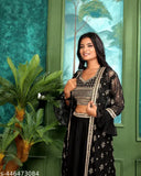 Georgette and polycotton Havy Fox Kurta Set, sleeveless embroidered blouse on display