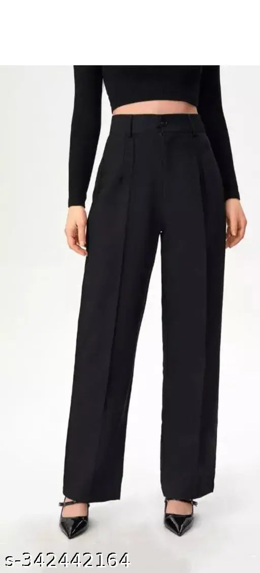 Cotton Lycra ANARA FASHIONN trousers with pockets, solid net, high-rise style for women, perfect fit with 28, 30, 32, 34, 36 waist sizes