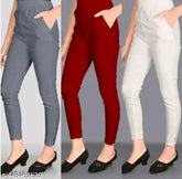 Solid cotton stretch jeggings for women and girls - 3 pack, available in sizes S-5XL