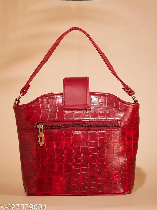 Fargo Maroon PU Sling Bag - textured net, free size (8in x 8in x 4in), durable and stylish