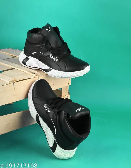 Black synthetic sports shoe for kids' all-day casual wear, ideal for running and walking, single pack