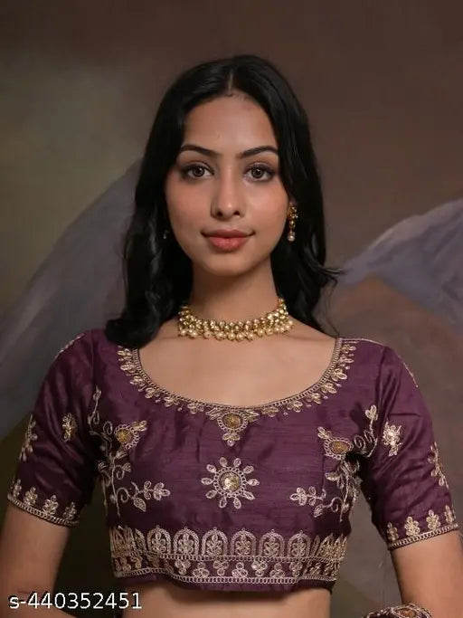 Purple embellished sequinned Georgette saree with satin silk running blouse, embroidered and adorned with resham thread, sequins, and lace work