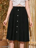 Polyester western skirt for women by MITU ENTERPRISE, solid pattern, available in sizes 26, 28, 30, 32, and 34 (India)