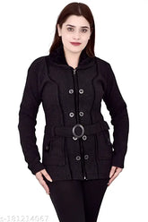 Black woolen colorblocked hooded sweater for girls' winter wear, perfect everyday fashion by Rahima Garments (11-16 years)