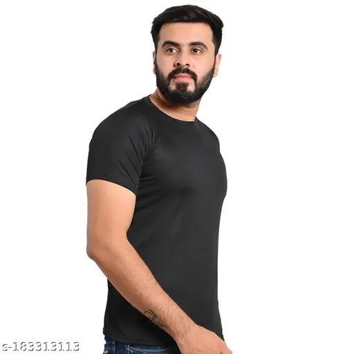 Reda-Black men's polycotton T-shirts pack, sweat-absorbent technology, versatile for sports and casual wear