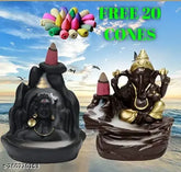 Golden Adiyogi poly resin idol with free smoke backflow fragrance cones, India-crafted home decor