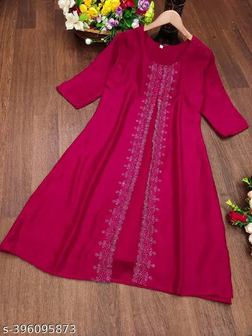 Vichitra Silk, three-quarter sleeve festival special Kurti in seven colors, gift for women
