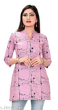 GMK cotton abstract printed short kurti/tunic/top, three-quarter sleeves, vibrant colors for casual or formal events