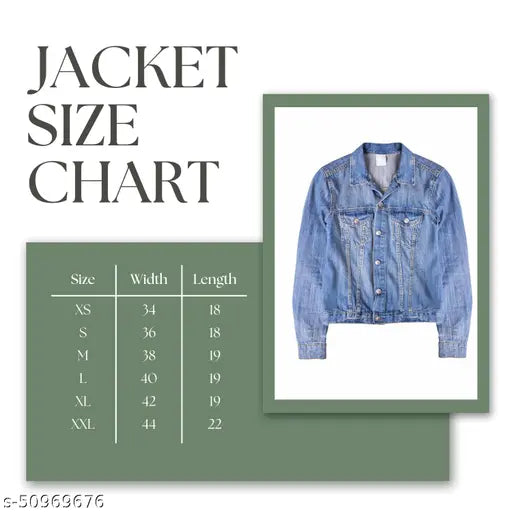 Light blue women's denim jacket, full sleeve, self-design, ideal for casual wear, outings, office - Saman Fashion Wear, India (S: bust 34in, length 22in, waist 36in, shoulder 14in)