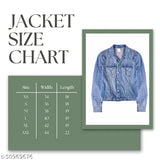 Light blue women's denim jacket, full sleeve, self-design, ideal for casual wear, outings, office - Saman Fashion Wear, India (S: bust 34in, length 22in, waist 36in, shoulder 14in)