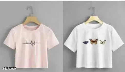 Cotton blend, short-sleeved Pretty Ravishing Women's T-shirts PACKUP 2 in trendy sizes S, M, L, XL