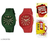 Multicolor pack of 2 durable analog watches for men & boys, featuring comfortable soft inner bands. Perfect gift option for family or friends. Green Scapper watch collection for every occasion. Made in India