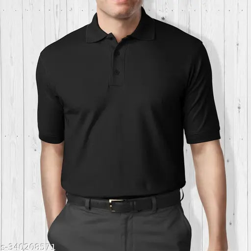 Stylish polo cotton-blend t-shirt for men and women, solid color with short sleeves, available in S, M, L, XL, XXL, XXXL from UneeQ, India