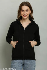Fleece winter hood jacket by AAIRAS, solid-colored fleece jacket with long sleeves for men and women