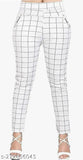 White and brown checked Lycra jeggings for women, advanced quality with double pockets for ultimate comfort and fit. Sizes range from 24 to 32