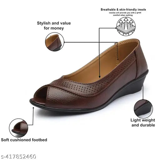 Synthetic AROOM women's slip-on ballerina sandals, comfortable and stylish for casual & party wear. Ideal with dresses, shorts, skirts. Sizes: IND-3 to IND-9. Made in India