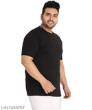 Large black cotton men's shirt, oversize style in XXXL, 4XL, 5XL, 6XL, and 7XL sizes. India-made quality clothing for plus-sized men