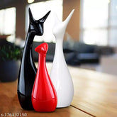 Ceramic deer family figurine set - Indian handcrafted, elegant decor for living room or bedroom