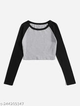 Cotton Women's Crop top, solid net, long sleeves, size XS-XXXXL, India-made fashion basics