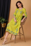Printed rayon Anarkali gown for women & girls, vibrant floral design, three-quarter sleeves, suitable for traditional, casual, or party wear