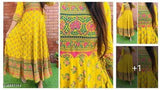 Rayon yellow printed kurti with three-quarter sleeves, Abhisarika Voguish style from India