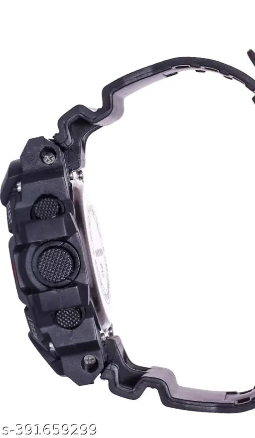 Digital kids watch, silicon strap, black and transparent display, shock resistant digital timepiece for boys