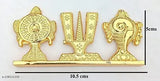 Gold-plated Brass Shankh Chakra Namah of Lord Vishnu Tirupati Balaji, ideal for car decoration (10cm x 5cm)