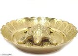 Gold brass turtle for wealth & career success on plate, feng shui home decor item