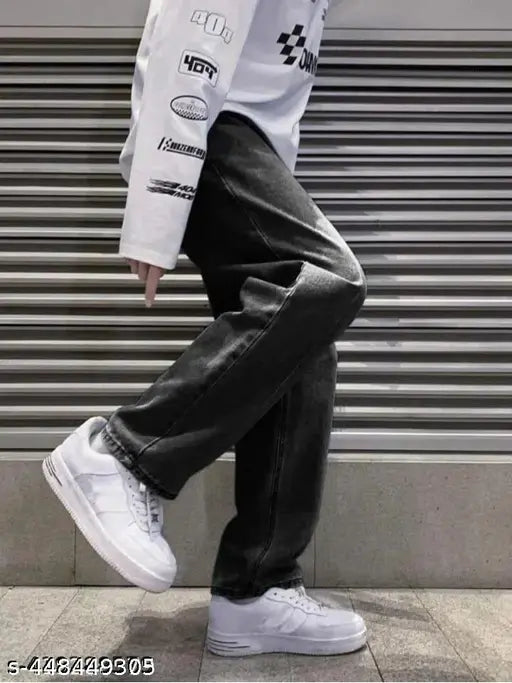 Denim jeans for men - black blast solid style, high-quality denim fabric with four pockets, size 28 (waist 28in, length 38in, hip 30in), made in India