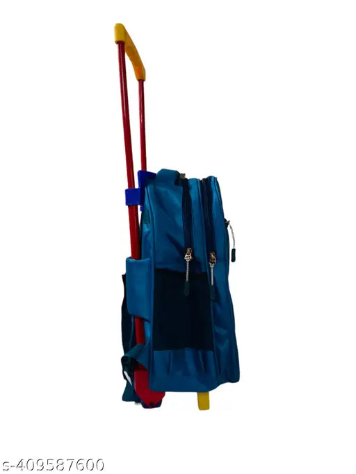 DARK green, light blue waterproof polyester DINASOUR kids travel trolley bag (30L each), zoo cartoon animal design for toddlers aged 2-12 years. Spacious, durable, and adjustable for comfort