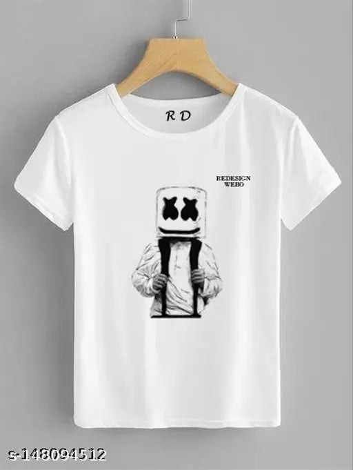 Quirky printed polyester T-shirt for men, eye-catching design, Indian origin