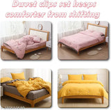 Mushroom-colored stainless steel linen duvet clips with non-slip design, easy to use, safe for all bedding types