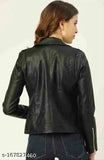 Faux leather women's jacket, solid-colored long sleeve, sizes: XS - XXXL, made in India