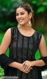 Black Georgette Sequined Sharara Set with Dupatta. Embellished Indian women's attire, single size L-XXXL
