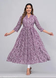 Rayon Sanganeri Print Anarkali Kurti, three-quarter sleeves, traditional Indian women's fashion