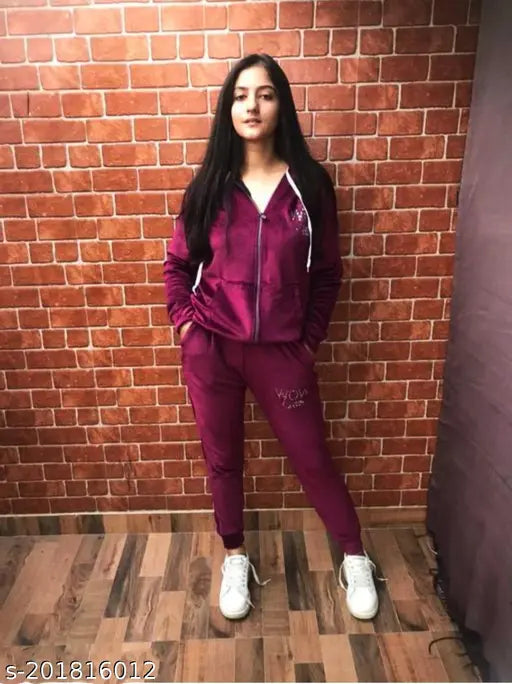 Super soft velvet tracksuit, imported fabric, fully stretchable with Swarovski work, long sleeves, India-made