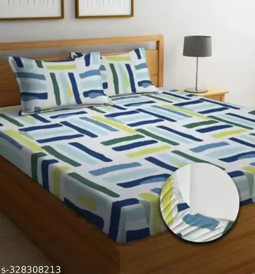 Abstract print superfine cotton double bedsheet with 2 pillow covers, ideal for summer. Made in India by TerryFox