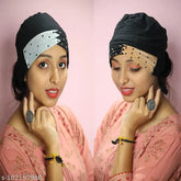 Stone fancy cotton canvas hijab caps (pack of 2), self-designed Indian head wraps for women under the scarf