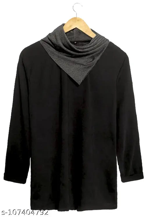 Cotton blend long-sleeve solid men's t-shirt by VESCOR, size M (38in), made in India