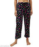 Women's MLXL2XL Winter Woolen-Blend Fleece Fur Core Velvet Printed Night Pyjama Suit Track Pants, warm and stylish