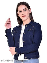 Comfy Elegant Denim Women's Jacket, solid design, long sleeves, shank buttons, chest pockets - wardrobe staple from India