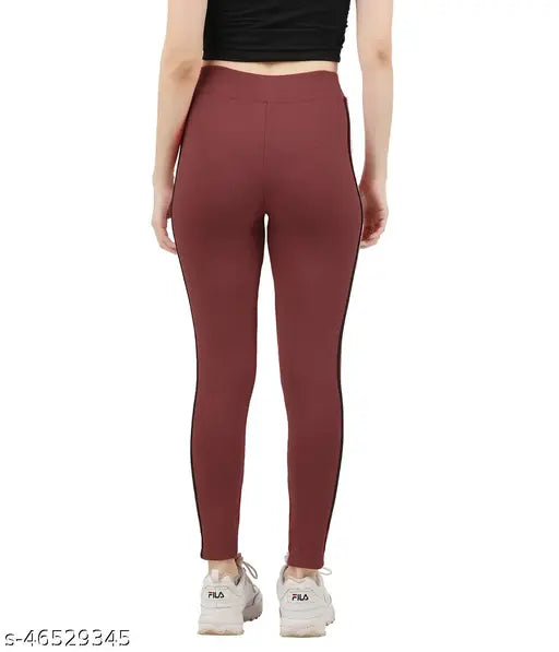 Cotton blend solid jeggings for women's sports and casual wear, pack of 5 in various sizes