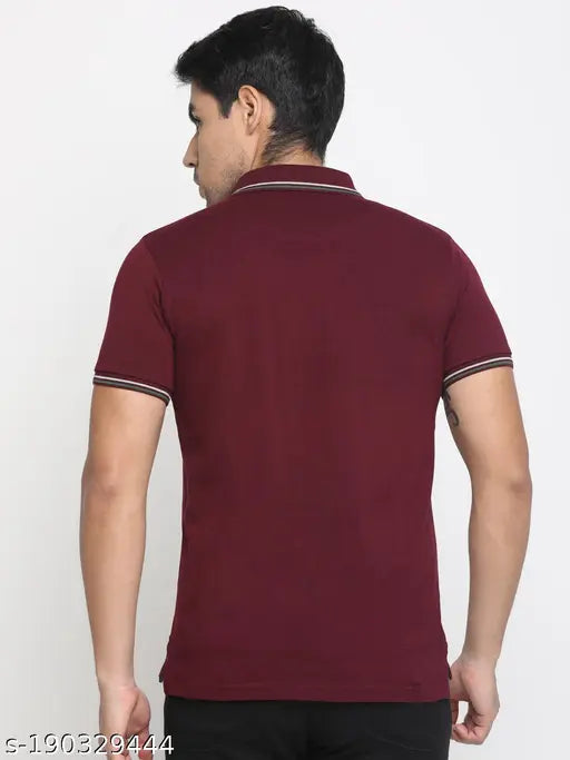 Masculino Latino men's maroon cotton polo t-shirt, short sleeves, printed design, XXL size. Bio-washed, premium quality, 100% cotton. Made in India
