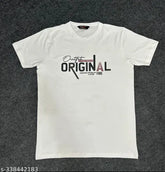 Stylish cotton-lycra blend half sleeves men's t-shirt with printed design, suitable for M, L, XL sizes