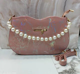 Synthetic marble sling bag for women & girls, self-designed with one compartment, free size (11x6x2in), affordable quality