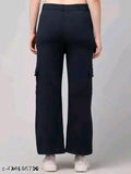 Black Lycra MJ Fashion pant, solid color for women's size 26/28/30/32. Made in India
