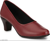 Maroon PU sole heels, attractive women's airmix shoes with closed back, stylish block heel in various sizes: IND-4 to IND-7