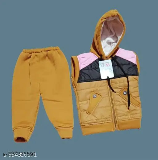 Multi-colored wool sweatshirt pyjama set for baby boys & girls, printed with festive design in Indian craftwork